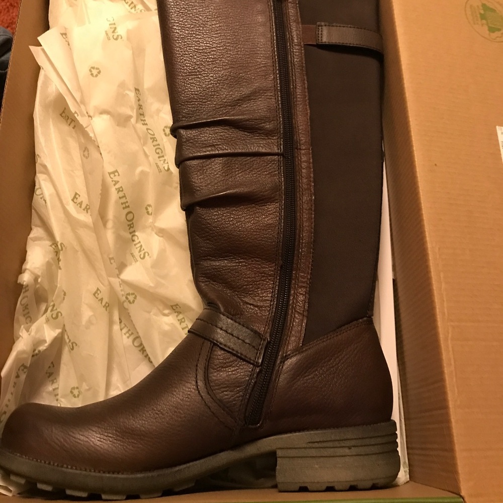 Brown leather boots